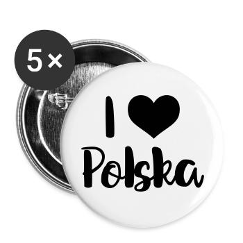 I love Polska - Buttons large 2.2''/56 mm (5-pack) - white - Front