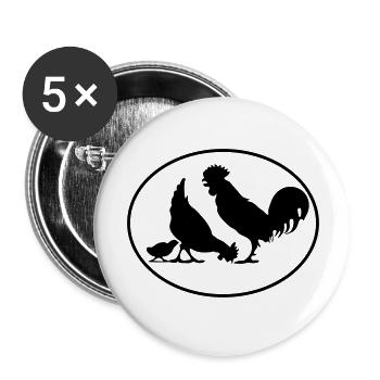 familie / Hühner / hühnerhof - Buttons groß 56 mm (5er Pack) - Weiß - Vorne
