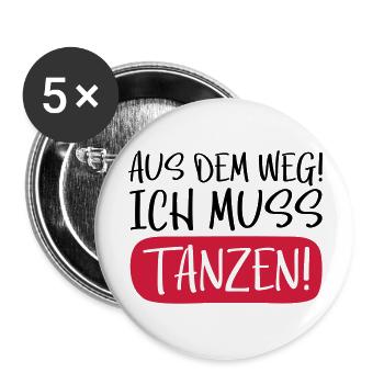 tanzen aus dem weg - Buttons groß 56 mm (5er Pack) - Weiß - Vorne