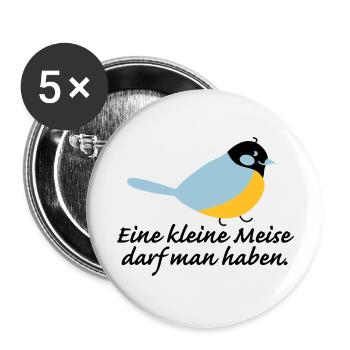 kleine Meise - Buttons groß 56 mm (5er Pack) - Weiß - Vorne