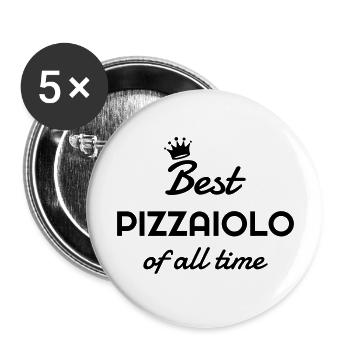 pizza / pizzaiolo / chef / italie / pizzaiola - Lot de 5 grands badges (56 mm) - blanc - Devant