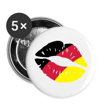 germany kiss lips - Buttons groß 56 mm (5er Pack) - Weiß - Vorne