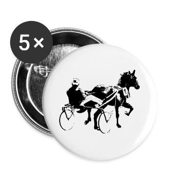 trabrennen pferderennen rennen - Buttons groß 56 mm (5er Pack) - Weiß - Vorne
