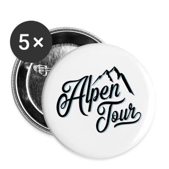 alpen tour - Buttons groß 56 mm (5er Pack) - Weiß - Vorne