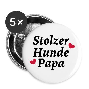Stolzer Hunde Papa - Buttons groß 56 mm (5er Pack) - Weiß - Vorne