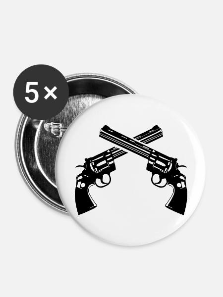 waffen - Buttons groß 56 mm (5er Pack) - Weiß