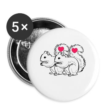 Eichhörnchen Paar Liebe Valentinstag verliebt - Buttons groß 56 mm (5er Pack) - Weiß - Vorne