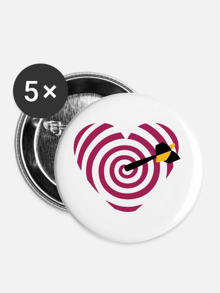 heart target darts - Buttons large 2.2''/56 mm (5-pack) - white