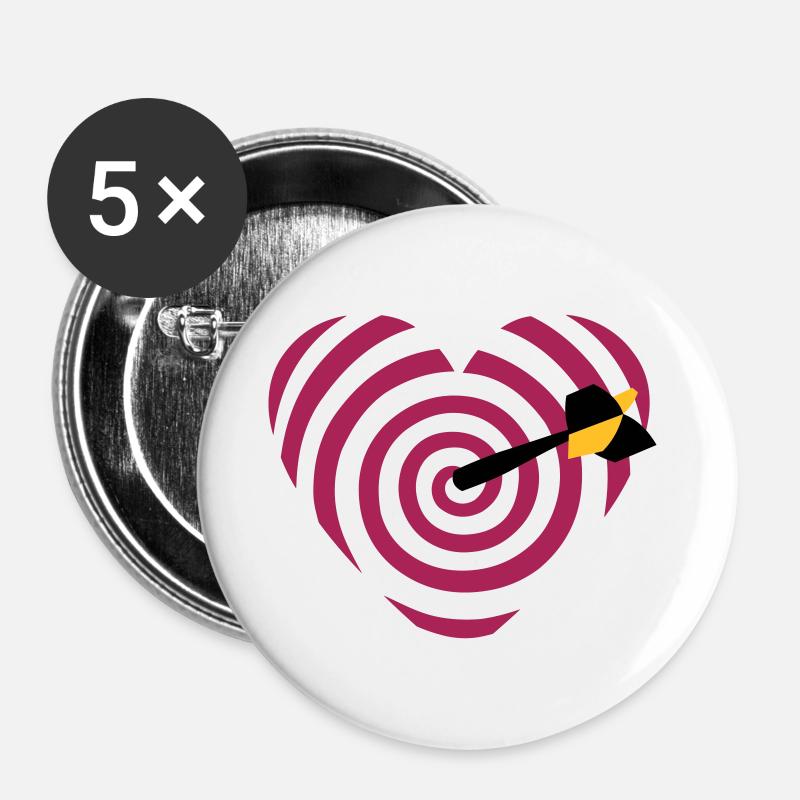 heart target darts - Buttons large 2.2''/56 mm (5-pack) - white