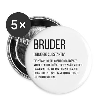 Spruchdesign - bester Bruder - Buttons groß 56 mm (5er Pack) - Weiß - Vorne