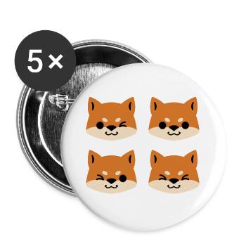 Quatre Shibas rouges - Lot de 5 grands badges (56 mm) - blanc - Devant