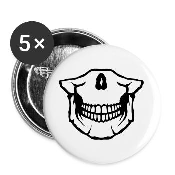low skull skull skull death head - Buttons large 2.2''/56 mm (5-pack) - white - Front