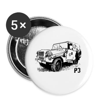 P3 Camion DDR NVA Kübelwagen - Lot de 5 grands badges (56 mm) - blanc - Devant