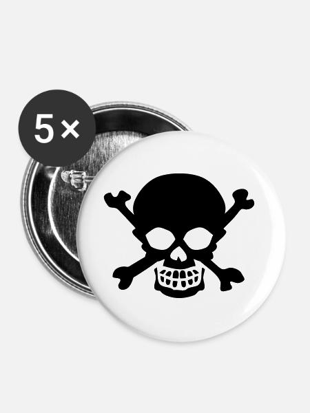Kopf des Todes Gefahr icone - Buttons groß 56 mm (5er Pack) - Weiß