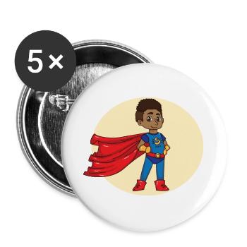 Superheld afro afroamerikanisch - Buttons groß 56 mm (5er Pack) - Weiß - Vorne