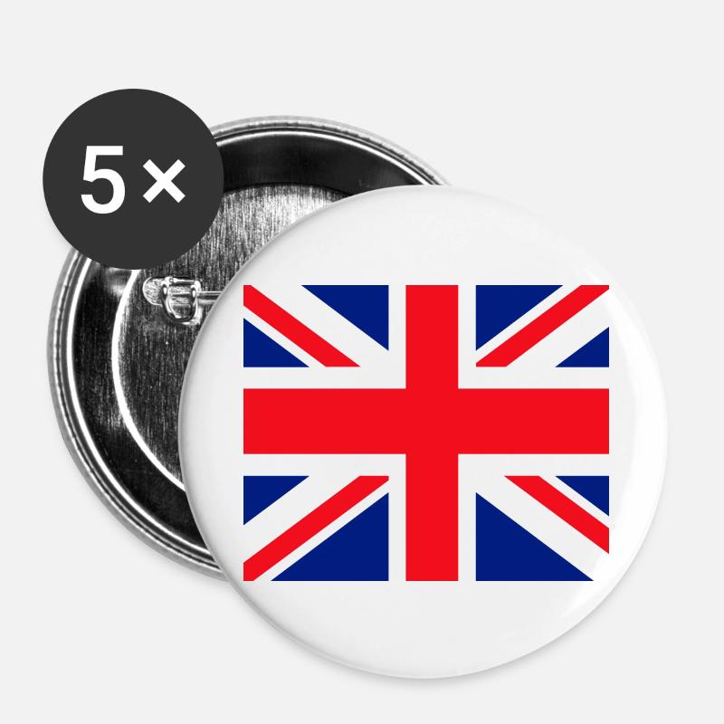 Union Jack face mask - Buttons large 2.2''/56 mm (5-pack) - white