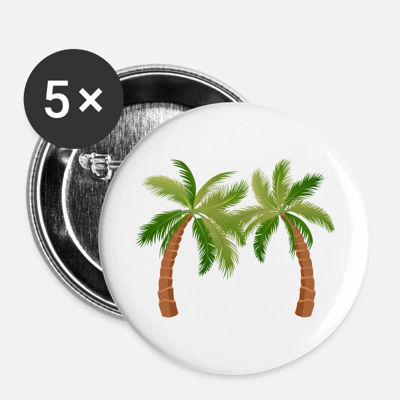 palm tree palm palms - Buttons large 2.2''/56 mm (5-pack) - white