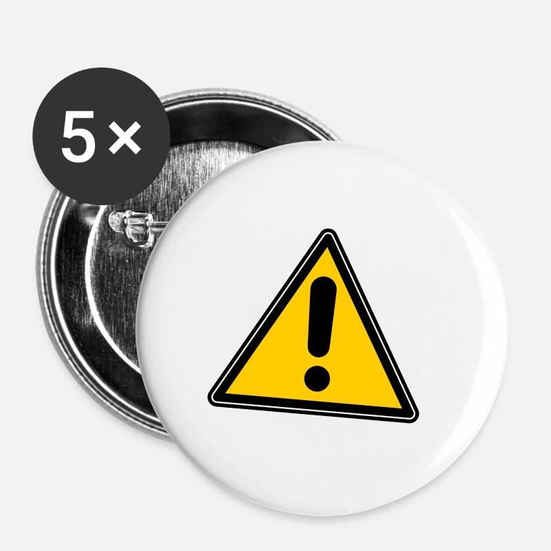 attention danger - Buttons large 2.2''/56 mm (5-pack) - white