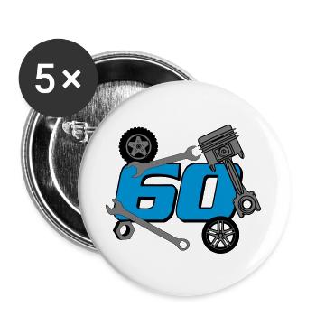 60e anniversaire, tournevis ./+ - Lot de 5 grands badges (56 mm) - blanc - Devant