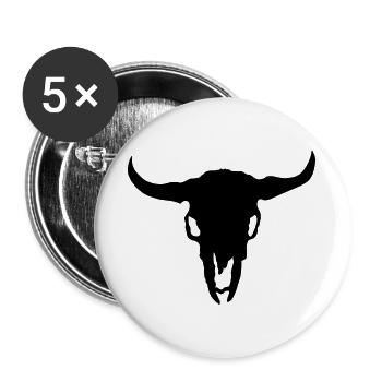 Bull's head skull of skeleton - Buttons large 2.2''/56 mm (5-pack) - white - Front