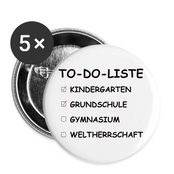 Kindergarten Grundschule To Do Liste schwarz - Buttons groß 56 mm (5er Pack) - Weiß - Vorne