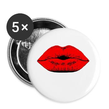 Lèvres - Lot de 5 grands badges (56 mm) - blanc - Devant