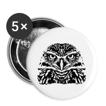 Die Eule / The Owl - Buttons groß 56 mm (5er Pack) - Weiß - Vorne