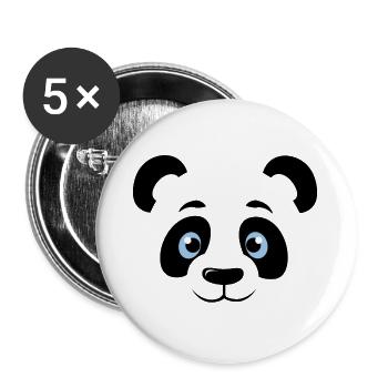 Mignon panda tête visage panda ours panda - Lot de 5 grands badges (56 mm) - blanc - Devant