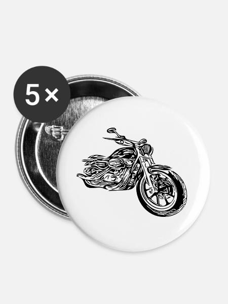 Motorrad Heartbeat - Buttons groß 56 mm (5er Pack) - Weiß