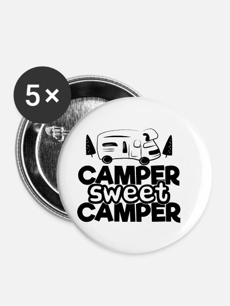 Camper süßer Camper - Buttons groß 56 mm (5er Pack) - Weiß