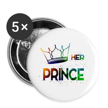 Her Prince - Buttons groß 56 mm (5er Pack) - Weiß - Vorne