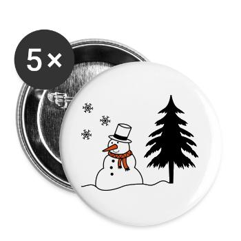 schneemann - Buttons groß 56 mm (5er Pack) - Weiß - Vorne