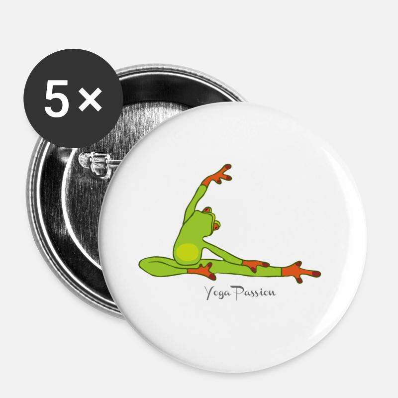 Frog Yoga Passion - Buttons large 2.2''/56 mm (5-pack) - white