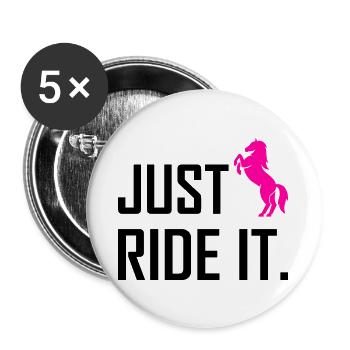 Stable horses riding horse gift - Buttons large 2.2''/56 mm (5-pack) - white - Front