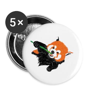 Roter Panda / Red Panda Design V - Buttons groß 56 mm (5er Pack) - Weiß - Vorne