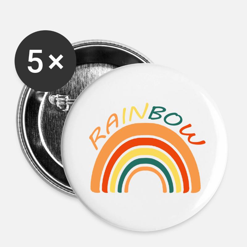 Rainbow - rainbow - rainbow - Buttons large 2.2''/56 mm (5-pack) - white