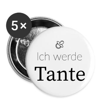 Ich werde Tante - Buttons groß 56 mm (5er Pack) - Weiß - Vorne