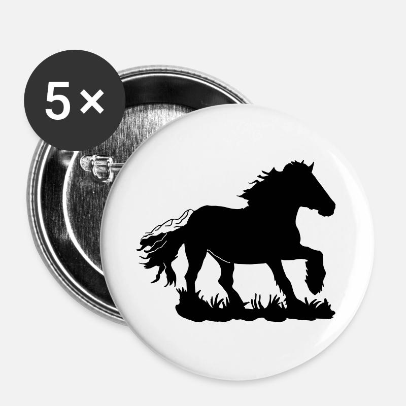 Kaltblut, Kaltblüter, Draft horse - Buttons groß 56 mm (5er Pack) - Weiß