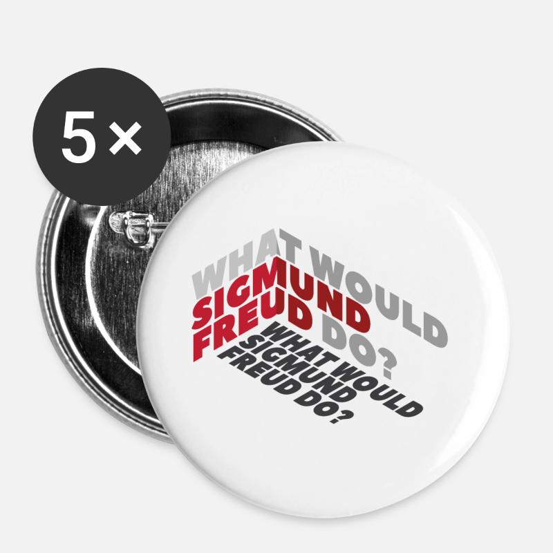What would Sigmund Freud do? - Buttons large 2.2''/56 mm (5-pack) - white