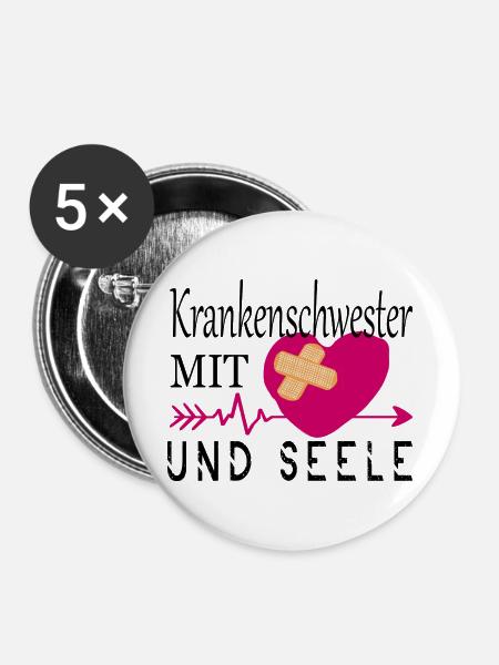 Krankenschwester mit Herz - Buttons groß 56 mm (5er Pack) - Weiß