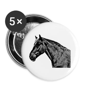 Tête de cheval cheval club d'équitation Dresurpferd - Lot de 5 grands badges (56 mm) - blanc - Devant