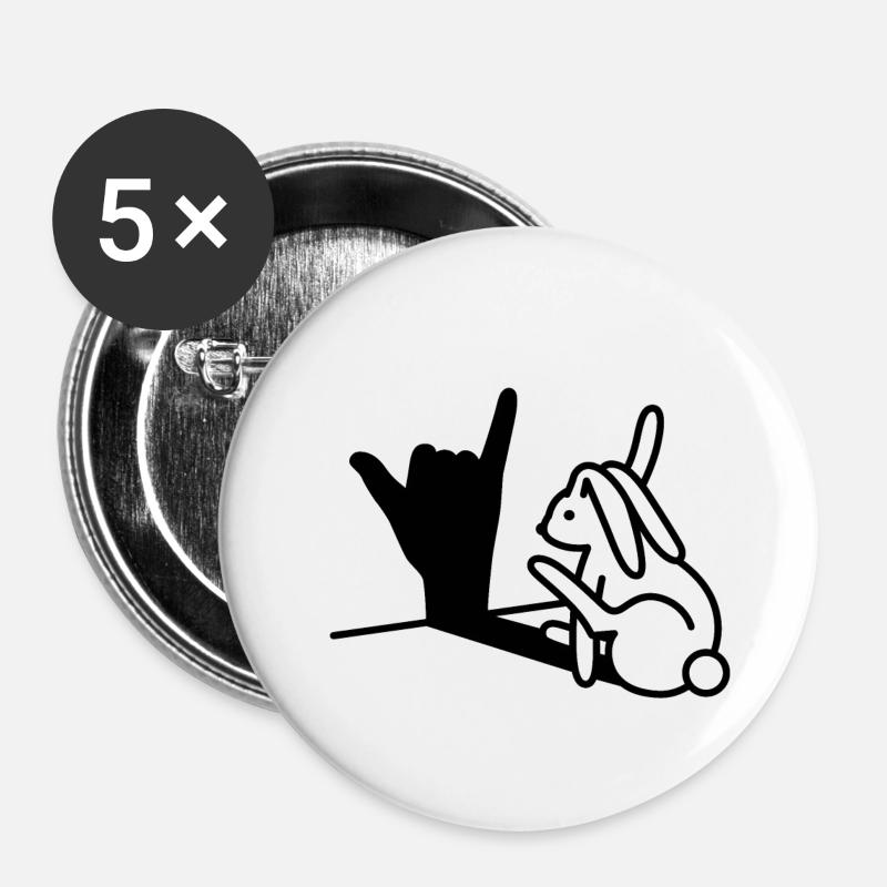 Rabbit hand shadow call you! mobile phone - Buttons large 2.2''/56 mm (5-pack) - white