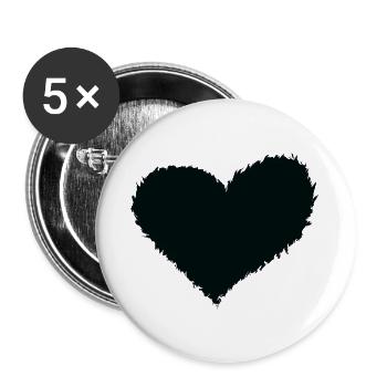 Heart burning black - Buttons large 2.2''/56 mm (5-pack) - white - Front