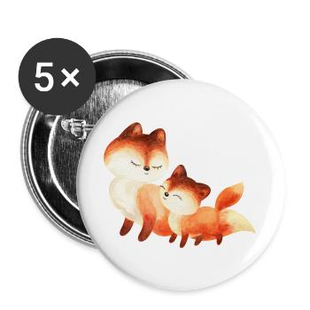Two Cuddly Foxes Watercolor Painting - Buttons large 2.2''/56 mm (5-pack) - white - Front