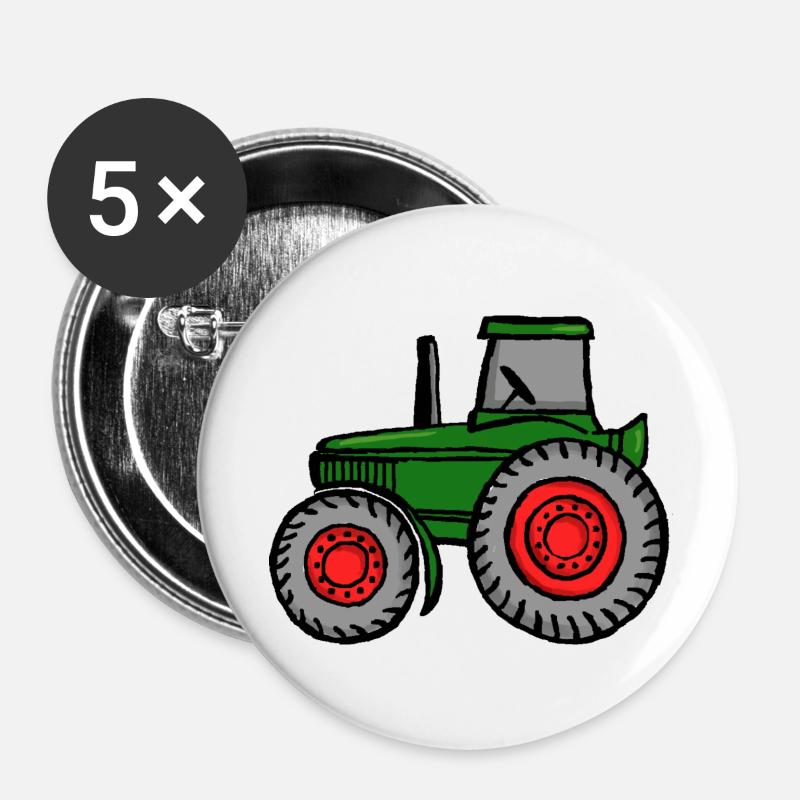 Traktor - Buttons groß 56 mm (5er Pack) - Weiß