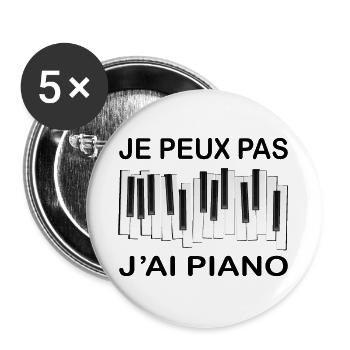 Je Peux Pas J'ai Piano - Lot de 5 grands badges (56 mm) - blanc - Devant