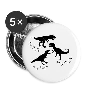 Dinosaurier Dino - Buttons groß 56 mm (5er Pack) - Weiß - Vorne