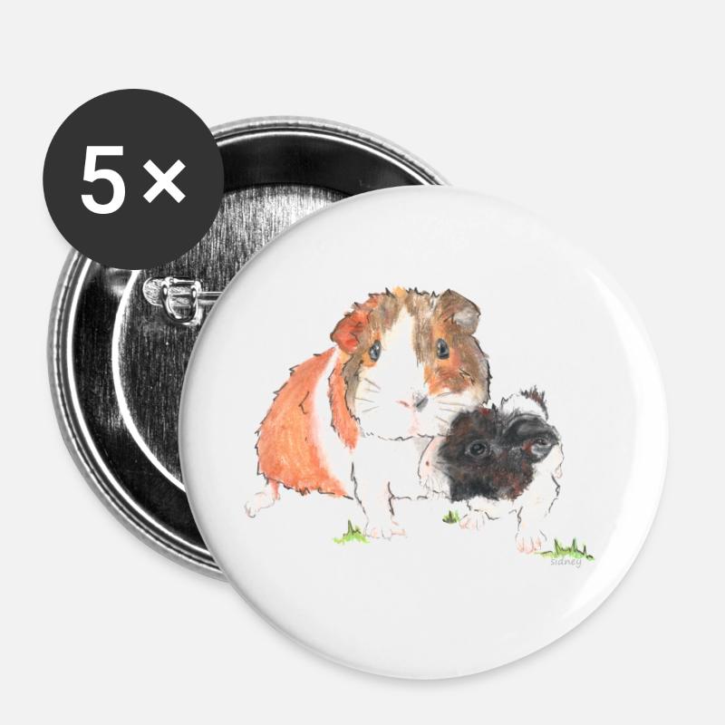 Wester Guinea Pigs - Buttons large 2.2''/56 mm (5-pack) - white