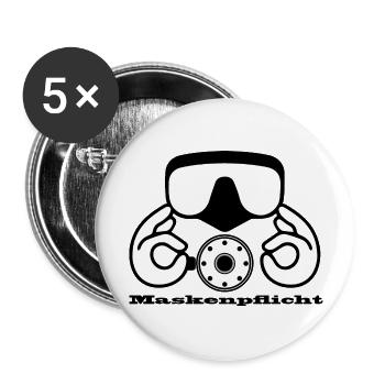 Maskenpflicht - Buttons groß 56 mm (5er Pack) - Weiß - Vorne