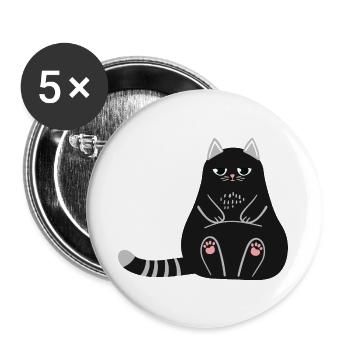 Black cat - Buttons large 2.2''/56 mm (5-pack) - white - Front
